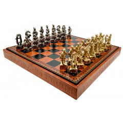 Шахи та нарди Italfama Samurai Marrone, 48 x 48 см, фігури цинк, латунь, нікель (87M+212L)