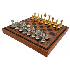 Шахматы и нарды Italfama Staunton Marrone, 35 x 35 см, фигуры цинк, золото, серебро (70G+209L)