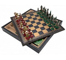 Фото Шахи та шашки Italfama Medioevale, 28 x 28 см, фігури цинк, латунь, нікель (19-72+218GB)