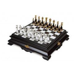 Шахи Italfama Orientale, 47 x 47 см, фігури дерево, цинк, позолота, срібло (154GSBN+CUPP77N)