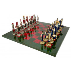 Шахматы Italfama Rinascimento Fiorentino Verde, 51 x 51 см, фигуры цинк, латунь, никель (19-48+516R)