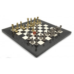 Шахматы Italfama Staunton Nero, 42 x 42 см, фигуры цинк, латунь, никель (70M+513R)