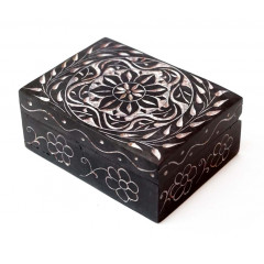 Шкатулка каменная крашеная 10x7,5x4см. NO.-210. Агальматолит (9170391)