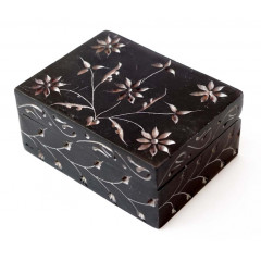 Шкатулка каменная крашеная 10x7,5x4см. NO.-211. Агальматолит (9170392)
