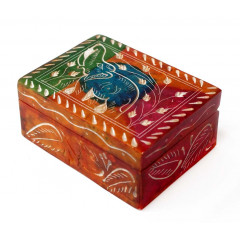 Шкатулка каменная крашеная 10x7,5x4см. NO.-217. Агальматолит (9170397)