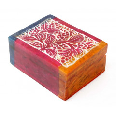 Шкатулка каменная крашеная 10x7,5x4см. NO.-218. Агальматолит (9170398)