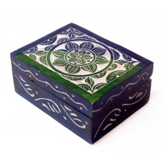 Шкатулка каменная крашеная 10x7,5x4см. NO.-219. Агальматолит (9170399)