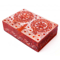 Шкатулка каменная крашеная 15x10x4см. NO.-163. Агальматолит (9170352)