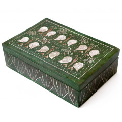 Шкатулка каменная крашеная 15x10x4см. NO.-166. Агальматолит (9170355)