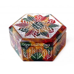 Скринька кам’яна шестигранна 10x10x5см. NO.-363. Агальматоліт (9170402)