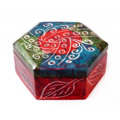 Скринька кам’яна шестигранна 10x10x5см. NO.-364. Агальматоліт (9170403)