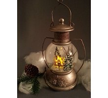 Фото Снігова куля (куля зі снігом) "Керосинова лампа" (скляний, з підсвічуванням, D 10 см)