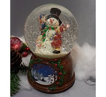 Фото Снігова куля (куля зі снігом) "Сніговик" (скляний, D 10 см)