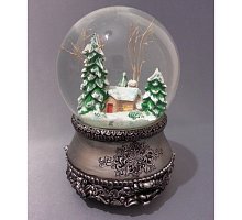 Фото Снігова куля (куля зі снігом) "Сторожка срібло" (скляний, з мелодією, D 10 см)
