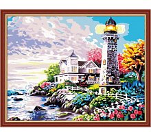 Фото Світло маяка, серія Море, малювання за номерами, 40 х 50 см, Ідейка, Світло маяка (KH192)