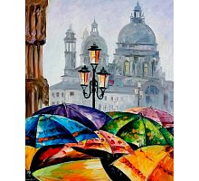 Фото Яскраві парасольки, серія Міський пейзаж, малювання за номерами, 40 х 50 см, Ідейка, KH2136