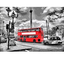 Фото Яскравий автобус, Серія Міський пейзаж, малювання за номерами, 40 х 50 см, Ідейка, КН2146