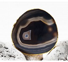 Фото Зріз агату із золотою облямівкою 8-10 см. Чорний (9170335)