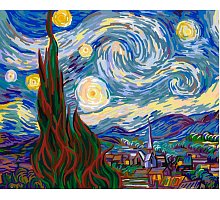 Фото Зоряна ніч. Ван Гог, серія Люди, малювання за номерами, 40 x 50 см, Ідейка, KH124